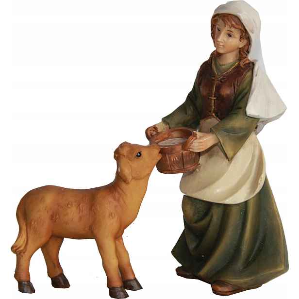 Hospodyně s telátkem 14 cm vysoká pro figurky 15 cm