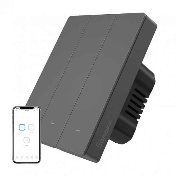 Nástěnný spínač Sonoff M5-3C-80 Wi-Fi 3-kanálový (grafitový)