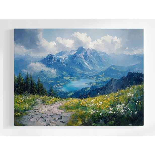 Plakát Vysoké Hory Alpy Vrcholy Jezero Stezka 100x75