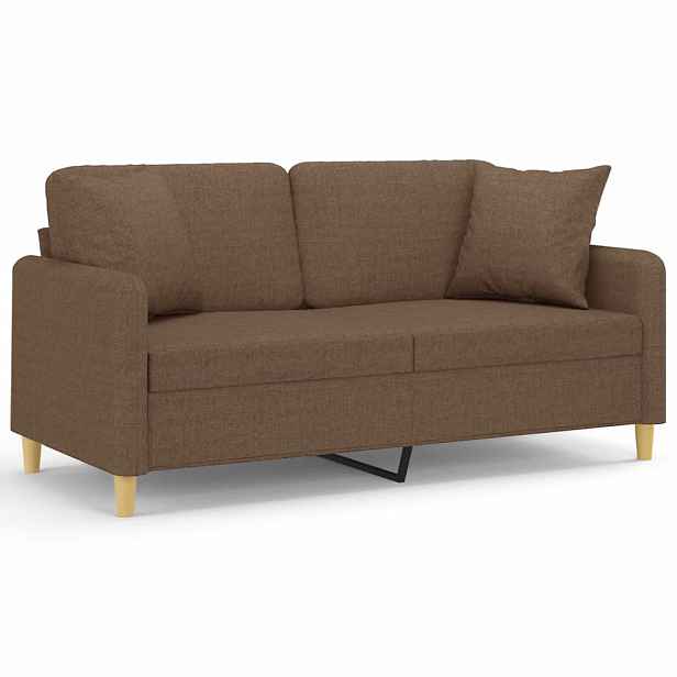 vidaXL 2místná pohovka s polštáři hnědá 140 cm textil