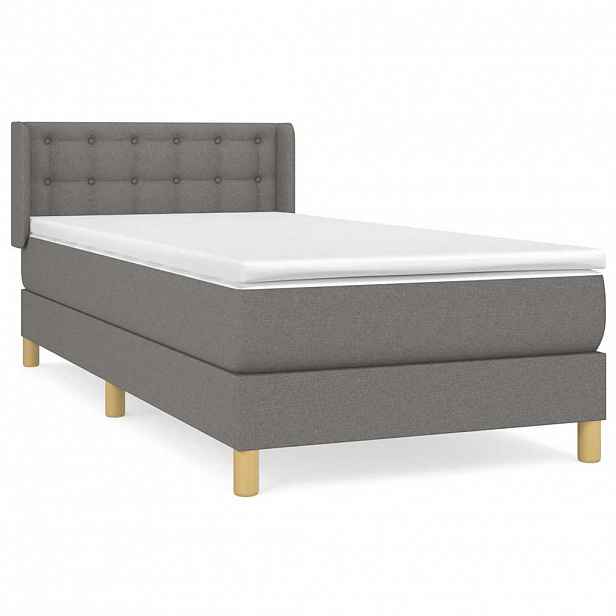 vidaXL Box spring postel s matrací tmavě šedá 100 x 200 cm textil