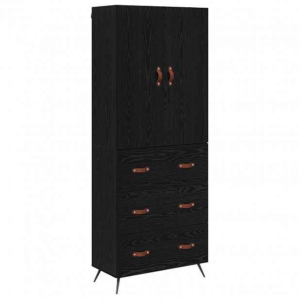 vidaXL Vysoký bufet Černý dub 69,5 x 34 x 180 cm Kompozitní dřevo