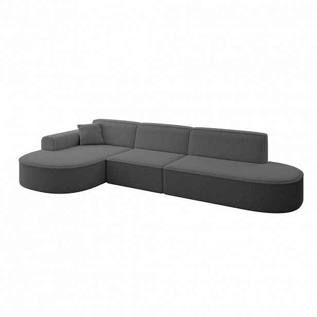 ALTDECOR ROHOVÁ SEDACÍ SOUPRAVA s otomanem vlevo MARI-L2 – 328 × 171 × 79 cm, šedá buklé