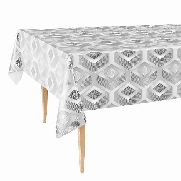 Cerata Tlustý Ubrus 140x450 Skvrnitý Šedý Geometrický Romby 3D