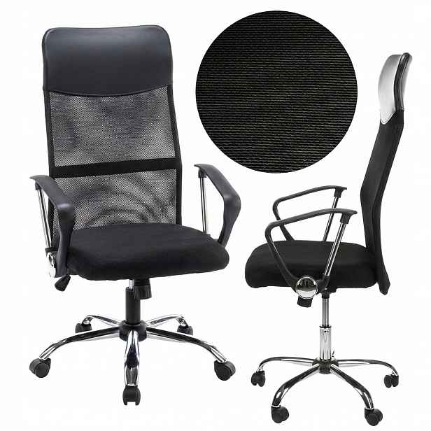 Kancelářská otočná židle Ergonomická nastavitelná černá síťka