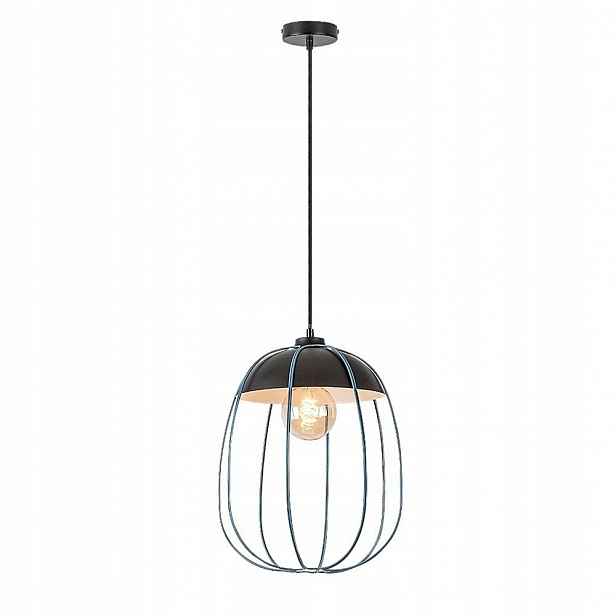 Modrá kovová industriální závěsná lampa Svens do dětského pokoje