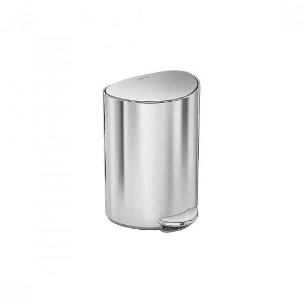 Půlkulatý odpadkový koš s pedálem, 6 l, nerezová ocel, Brushed - simpl