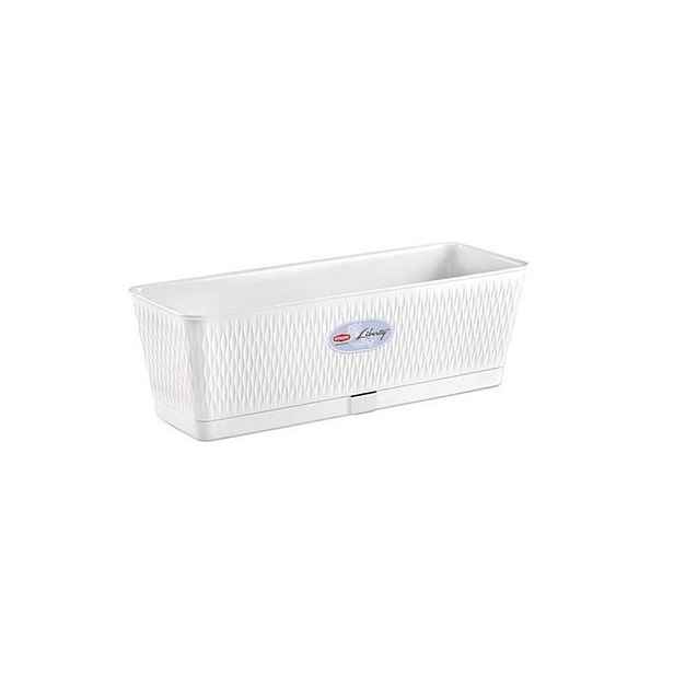truhlík 50cm bílý LIBERTY+miska, š18xv16cm, plast