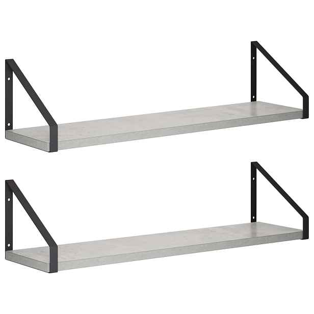 vidaXL Nástěnné poličky 2 ks Betonově šedá 60 x 16 x 15,5 cm