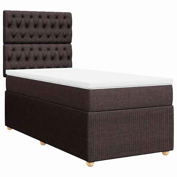 vidaXL Box spring postel s matrací tmavě hnědá 90x190 cm textil