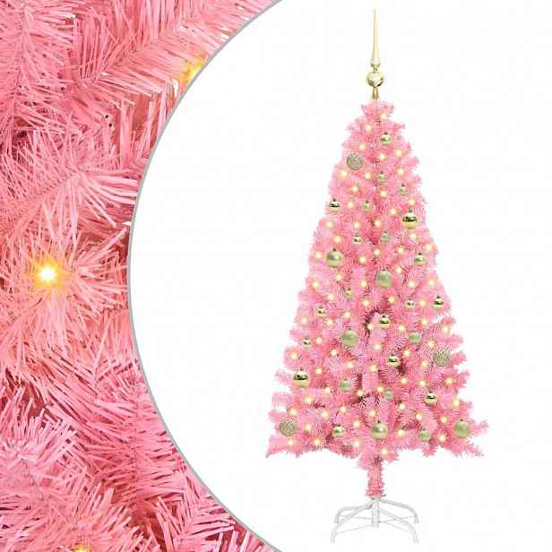 vidaXL Vánoční stromeček Růžová 150 cm PVC
