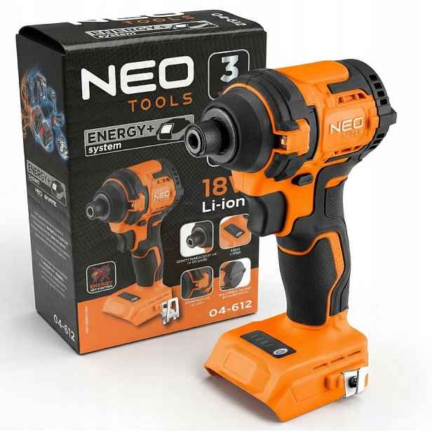 Aku rázový utahovák bezkartáčový Energy+ 18V 300Nm 1/4" compact, bez akumulátoru Neo