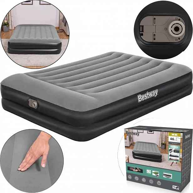 Matrace S Vestavěnou Nafukovací Pumpou Bestway 203x152x46 cm Dvoulůžková Vysoká