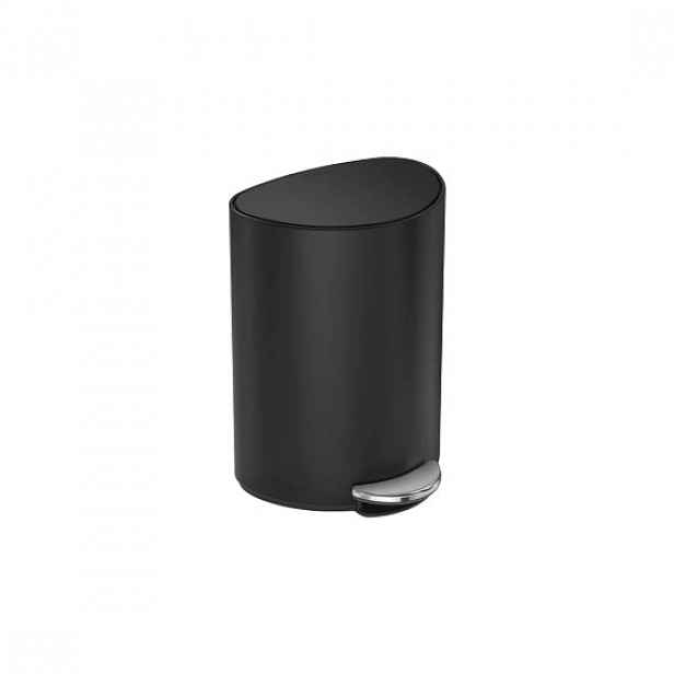 Půlkruhový odpadkový koš s pedálem, 6 l, nerezová ocel, Matte Black -