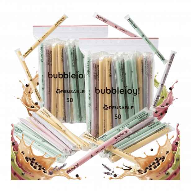TEMU Opakovaně použitelné duhové brčka pro Bubble Tea, sada 100 ks, extra široká brčka mléčný čaj, smoothies a dezerty, barevné doplňky pro obohacení