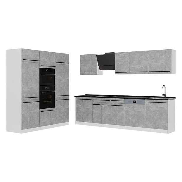 Vicco KUCHYŇSKÝ KOUT R-Line, Beton/Bílá, 180 cm pracovná doska antracitová