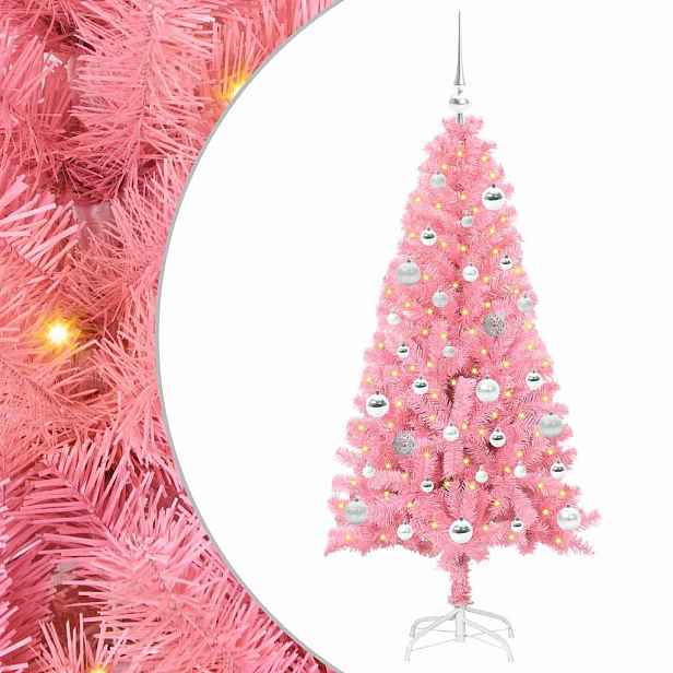 vidaXL Vánoční stromeček Růžová 150 cm PVC