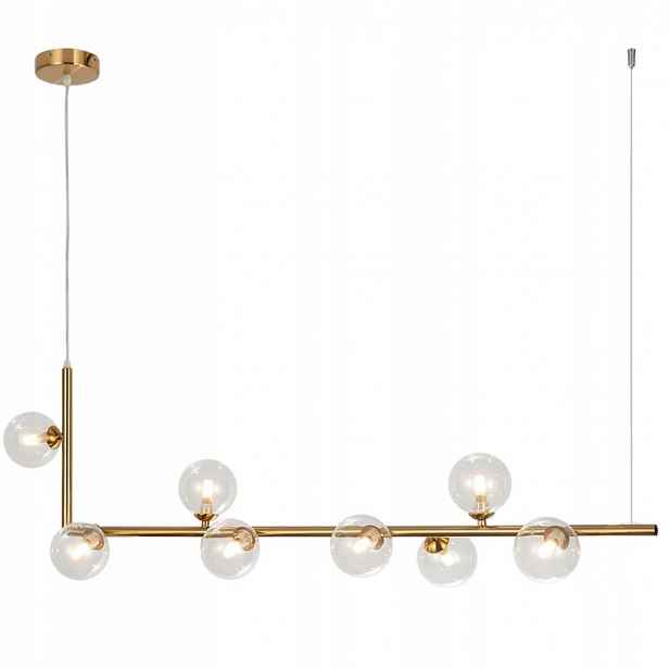 Lampa Glamour Skleněná 8 Koulí Zlatá Závěsná Zlatá G9