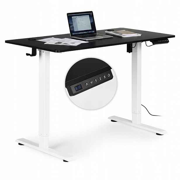 ModernHome Elektrický psací stůl 120 x 60 cm, nastavitelná výška, černý