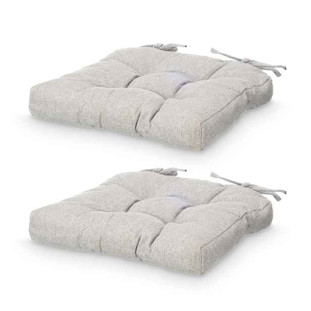 Polštáře Na Židli Polyester S Tkaničkami 40 X 40 CM, Šedé, Prošívané