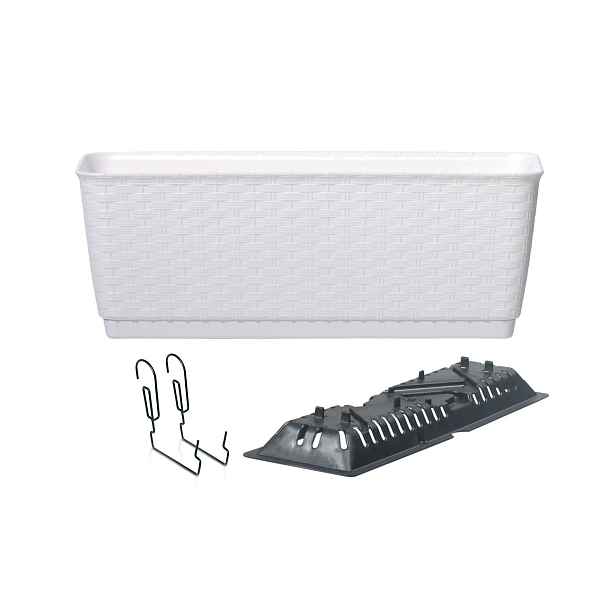 Prosperplast Truhlík s háky TEZIR bílý, varianta 38,6 cm