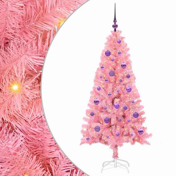 vidaXL Vánoční stromeček Růžová 150 cm PVC
