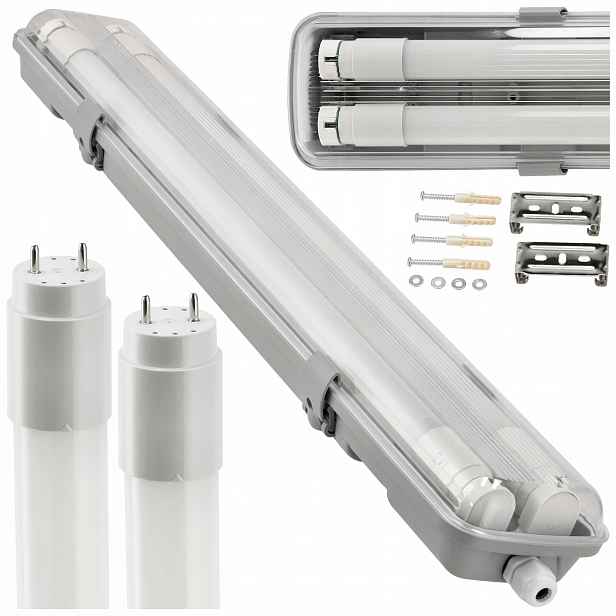Hermetické Led svítidlo 120 cm 4x+ 8x Led žárovky Led trubice Vodotěsná sada