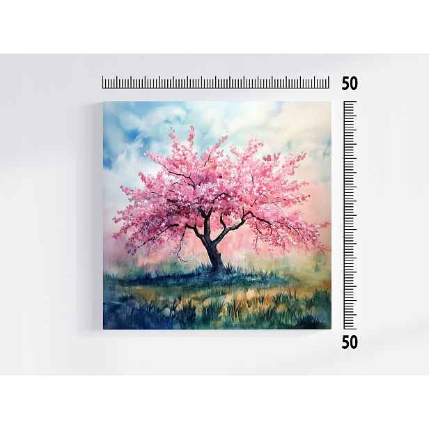 Obraz Na Plátně Canvas Akvarel Příroda Růžové Dřevo Květiny Jaro 50x50