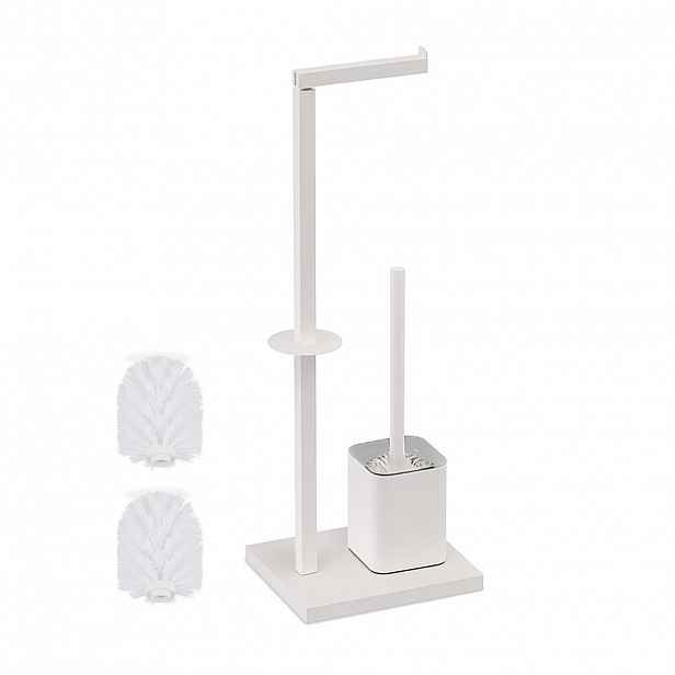 Relaxdays WCSTOJAN Bílý kov s držákem papíru a WC kartáčem