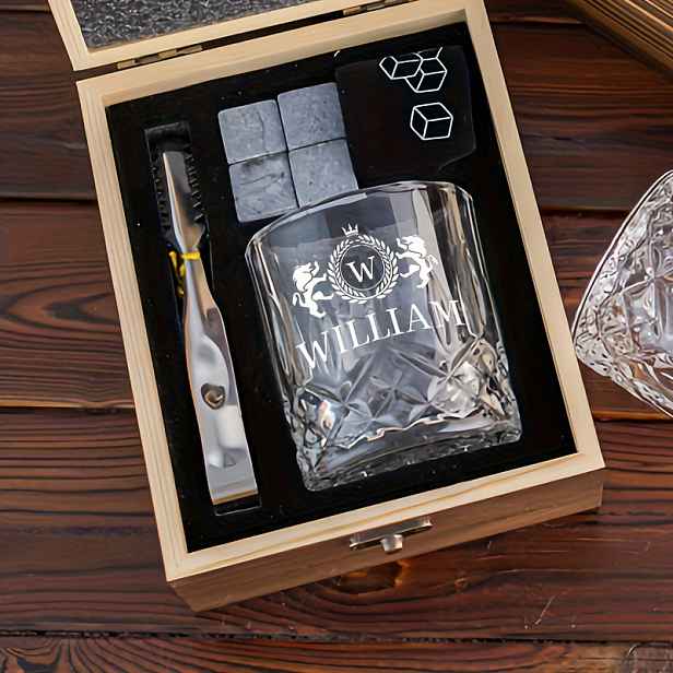 TEMU Personalizovaná gravírovaná sklenice na whisky, ideální pro domácí použití, perfektní dárek pro družičky a muže, vhodná na svatby, výročí,