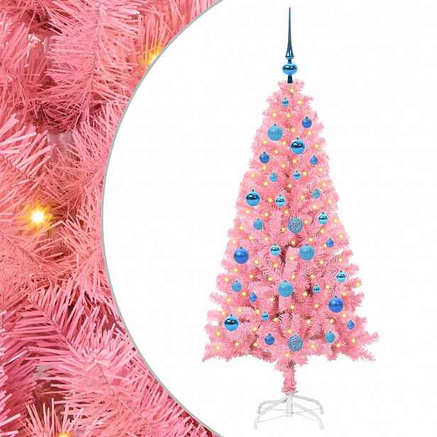 vidaXL Vánoční stromeček Růžová 150 cm PVC