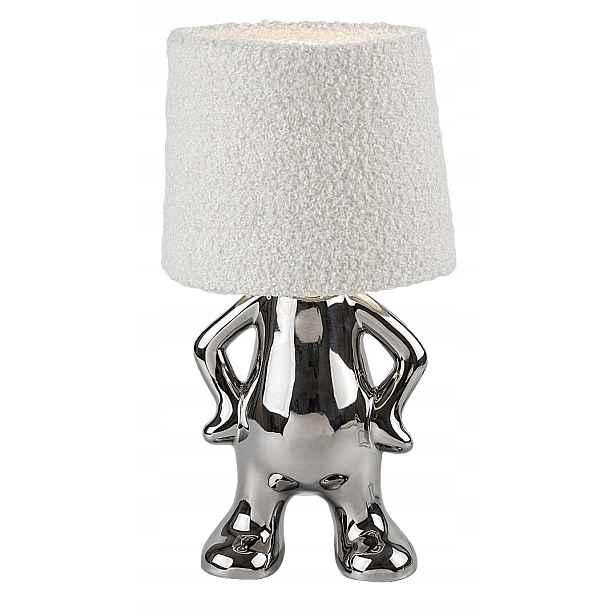 Designová keramická stolní lampa chrom s stínítkem 28 cm Rabalux