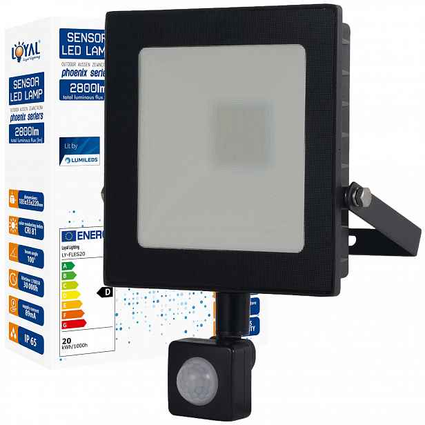 Halogen Led Lampa 20W 2800lm IP65 Senzor Pohybu