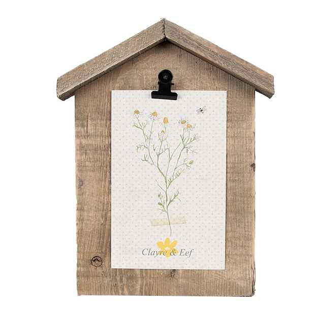 Hnědý antik dřevěný fotorámeček domek s klipem Clipp - 17*3*21 cm / 10*15 cm Clayre & Eef