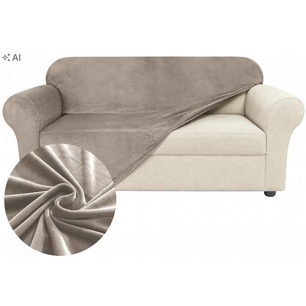 Potah Na Pohovku Rohová Pohovka Velur Béžová Cappuccino Elastická 190-230