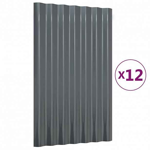 vidaXL Střešní panely 12 ks pozinkovaná ocel antracit 60 x 36 cm
