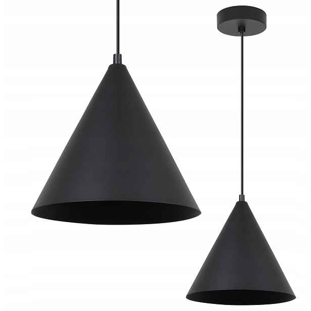 Závěsné Stropní Svítidlo Lustr Černý Moderní Velký Loftový Kužel 25 CM E27
