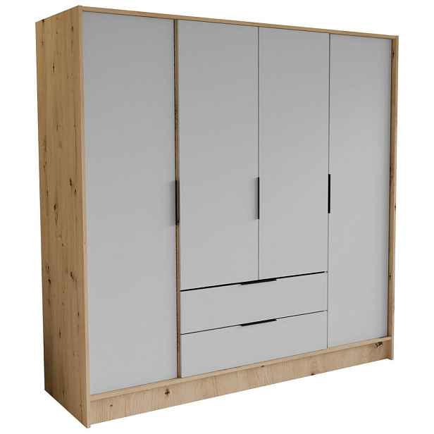 MASSENO ŠATNÍ SKŘÍŇ S OTOČNÝMI DVEŘMI CAVA, 200/200/51 cm moderní 4dveřová, dub Artisan