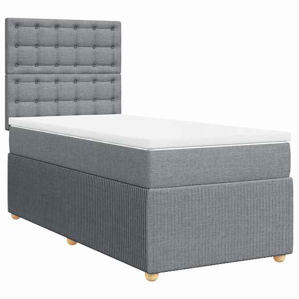 vidaXL Box spring postel s matrací světle šedá 90x190 cm textil