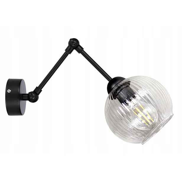 Nástěnná lampa černá Glass Ryflovaná do obývacího pokoje