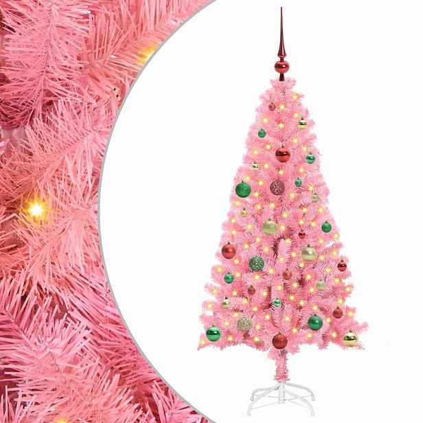 vidaXL Vánoční stromeček Růžová 150 cm PVC