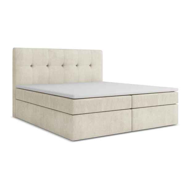 Krémová boxspring postel s úložným prostorem 140x200 cm Palta – Makamii