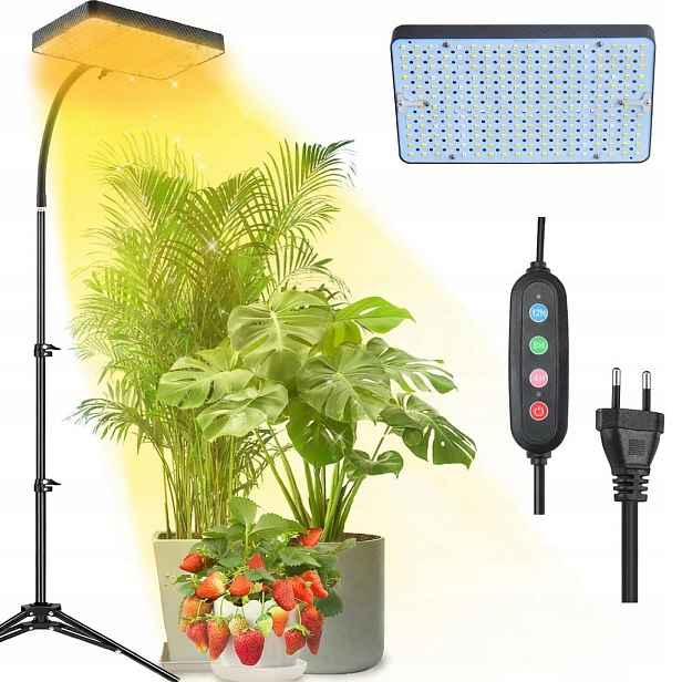 Led lampa pro rostliny se stojanem a časovačem, výkon 25 W, zástrčka Eu