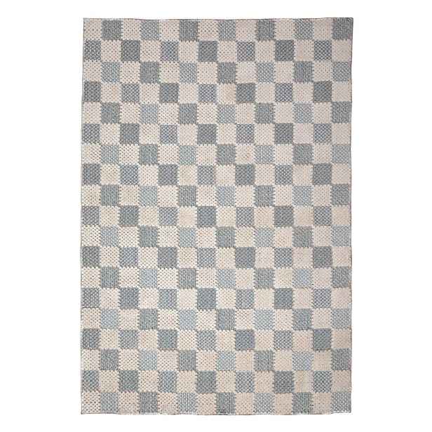 Modrý pratelný koberec s příměsí bavlny 116x170 cm Muted Checkerboard – Flair Rugs