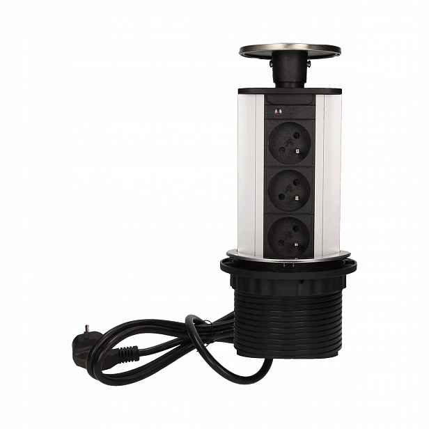 Nábytková zásuvka Orno OR-AE-1354, 10cm, 3x250V Ac výklopná do pracovní des