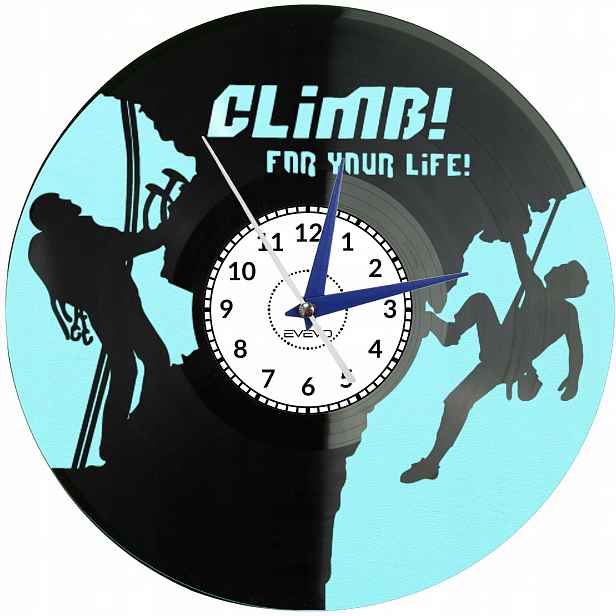 Nástěnné hodiny Horolezectví Alpinismus na vinylu pro milovníky hor C0020