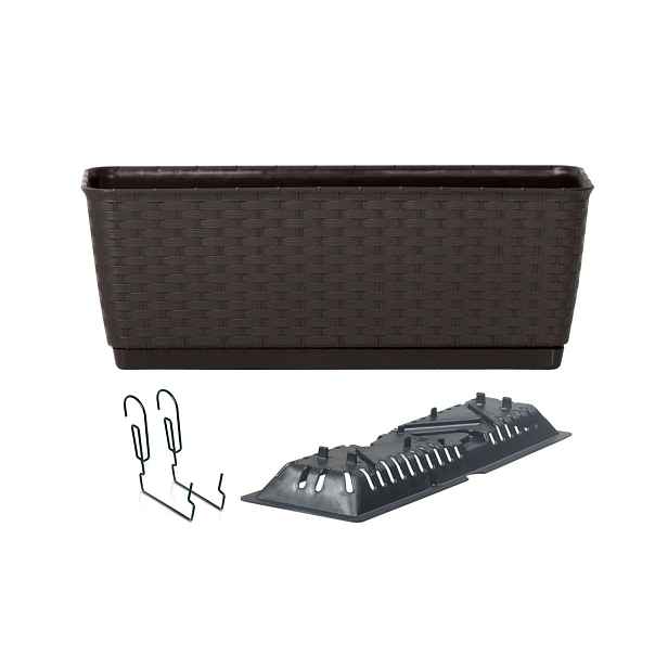 Prosperplast Truhlík s háky TEZIR černý, varianta 38,6 cm