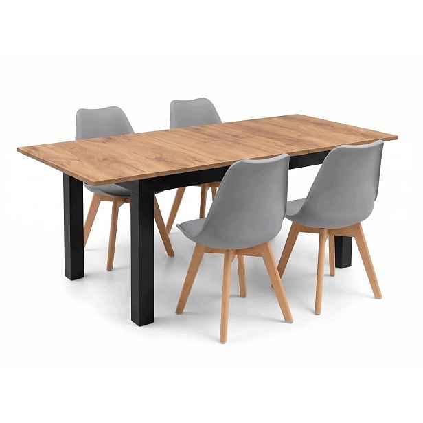 Rozkládací stůl Craft 120/160x80 4 skandinávská křesla s polštářem Šedá
