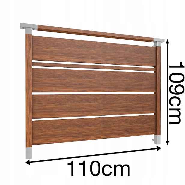 Solid 109 Francouzský balkon 110 cm Francouzská zábradlí z ocel a hliníku Dřevo
