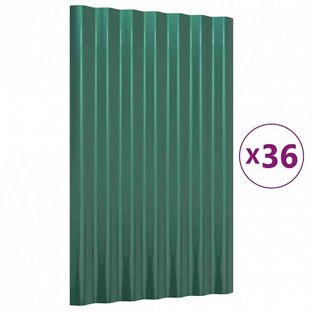 vidaXL Střešní panely 36 ks pozinkovaná ocel zelené 60 x 36 cm